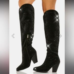 Black Sequin Boots